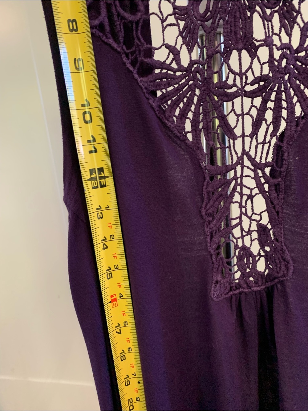 Sleeveless Draped Crochet-Back Vest in Deep Purple Women’s Large Asymmetrical - Picture 10 of 16